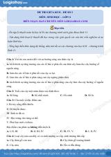 Đề kiểm tra giữa kì 2 Sinh 11 - Đề số 2 có lời giải chi tiết